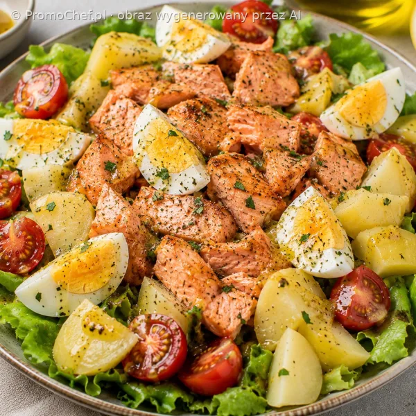 Sałatka nicoise z łososiem