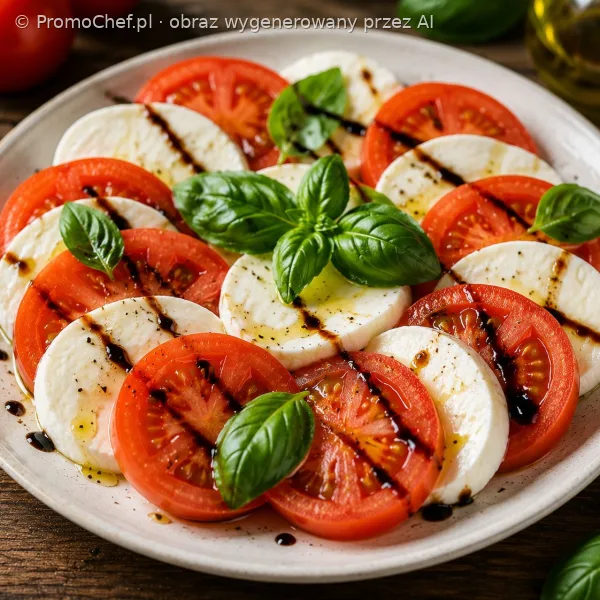Sałatka caprese z mozzarellą i pomidorami