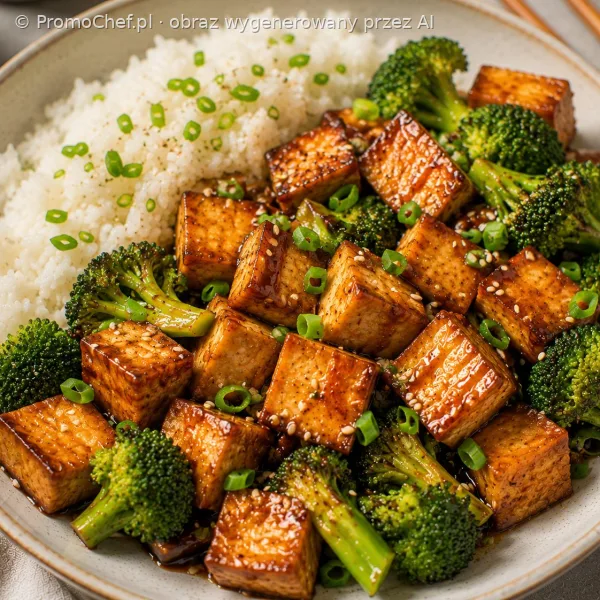 Tofu stir-fry z brokułem i sosem sojowym