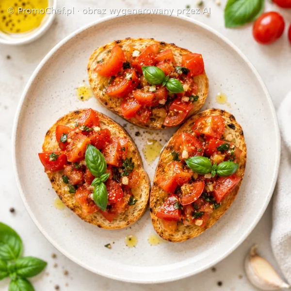 Bruschetta z pomidorami, czosnkiem i bazylią