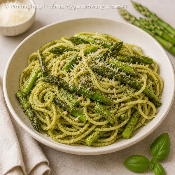 Makaron z pesto i szparagami