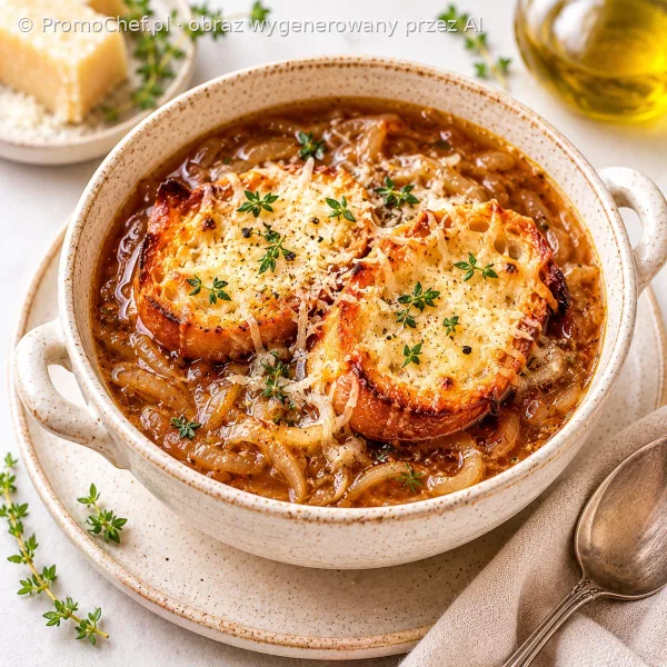 Zupa cebulowa z grzankami i parmezanem