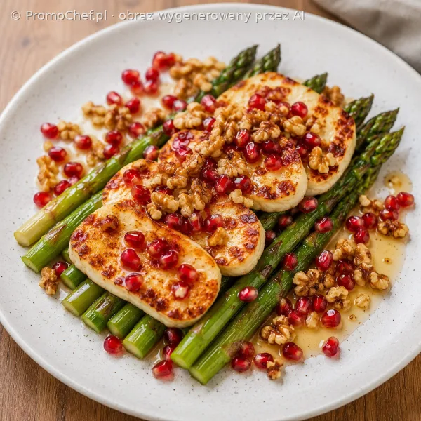 Szparagi z halloumi i granatem