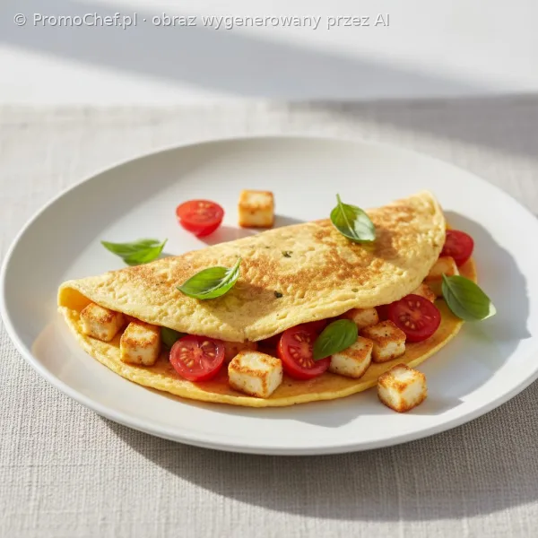 Omlet z halloumi i pomidorami cherry
