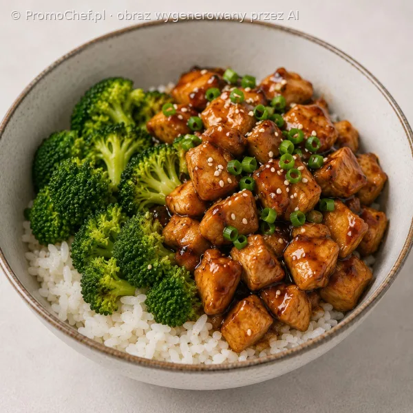 Kurczak teriyaki z ryżem i brokułem