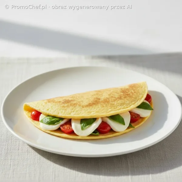 Omlet z mozzarellą, pomidorami i bazylią